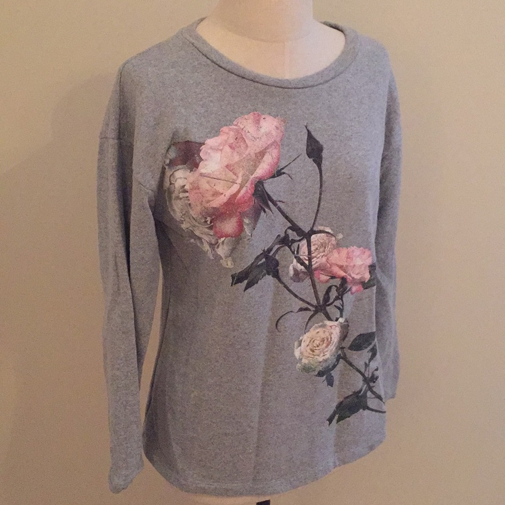 Warehouse gray rose flower sweatshirt ASOS